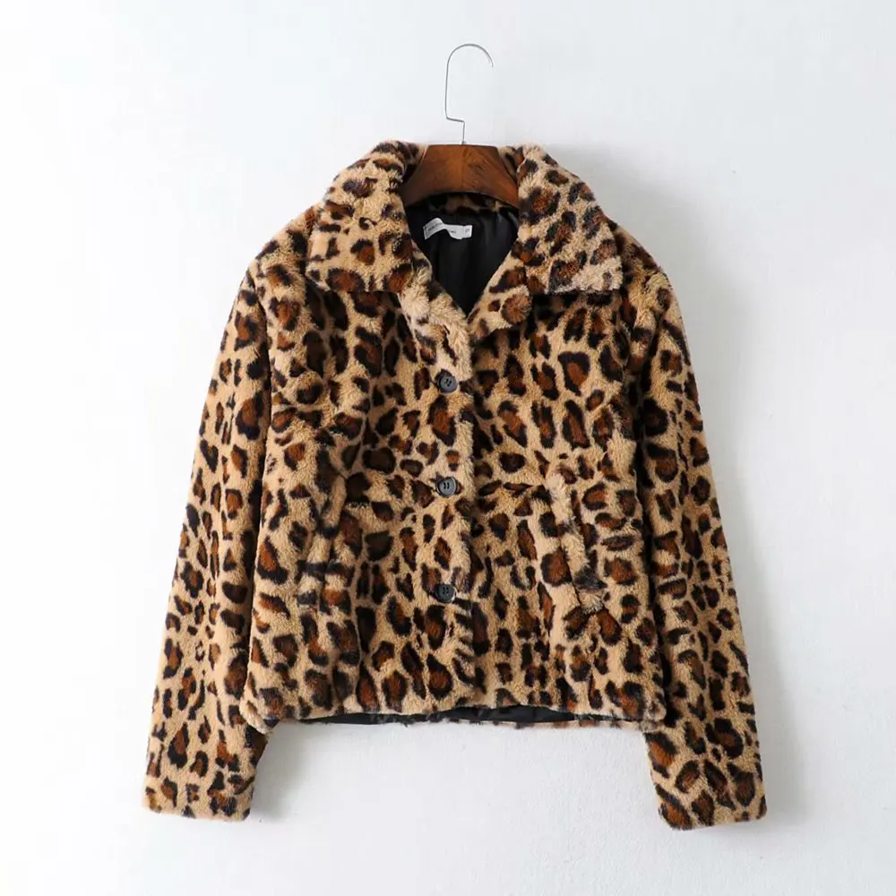 

WOMEN'S Dress 2019 Autumn And Winter Europe And America WOMEN'S Dress Retro Leopord Pattern Imitation Fur Fold-down Collar Plush