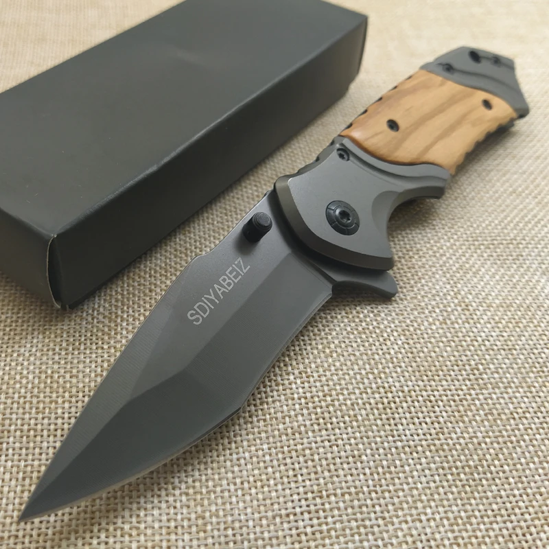 

Damascus Pocket Hunting Camping Knife Folding blade Tactical Knife Steel Handle + Red shadow wood Survival Outdoor Knife Tools