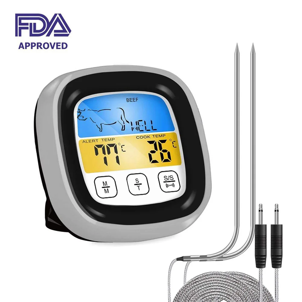 Digital Meat Touchscreen Thermometer Kitchen Cooking Oven BBQ Outdoor Grill Smoker Temperature Meter With Alarm | Дом и сад