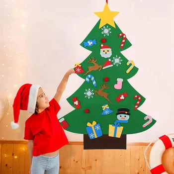 

DIY Felt Christmas Tree Home Wall Hanging Decoration Children's Handmade Felt Cloth Christmas Tree Child Gift Artificial Tree