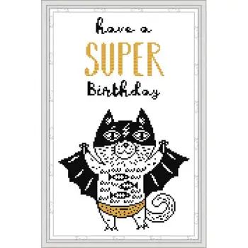 

Joy Sunday Happy Birthday Pattern Cross Stitch Printed Canvas Needlework Embroidery Kits 14CT Fabric Counted DIY DMC Send Gift