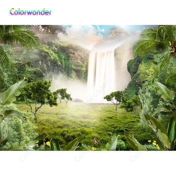 

Natural Scenery 3D Outdoor Portrait Shooting Photography High Mountains with Trees and Waterfall Background Backdrop for Studio