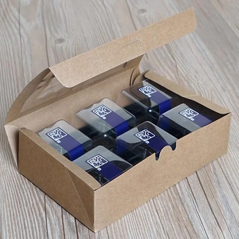 Boite A Gateaux En Papier Kraft Avec Fenetre En Pvc Boite A Bijoux Artisanale Boite D Emballage En Carton Boite A Biscuits Bleue Pour Cadeaux De Mariage Boite A Bonbons 10 Pieces