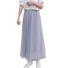 Корейская женская Двухслойная юбка-пачка из сетчатой ткани; большие размеры; пляжная юбка; Длинная юбка