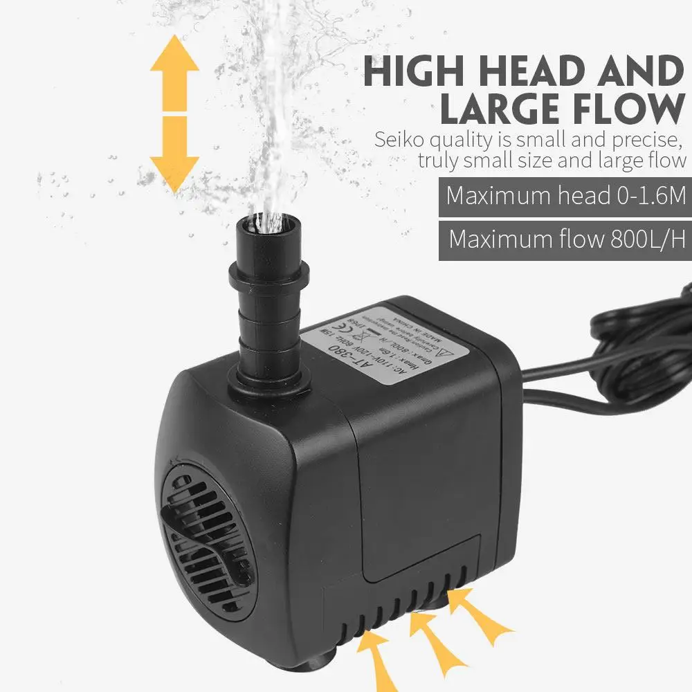 Fonte de Água Submersível Elétrico Fonte Bomba Moda Colorido Oxigênio 220gph 2 Bocais Piscina 15 w 7 Luzes subaquáticas