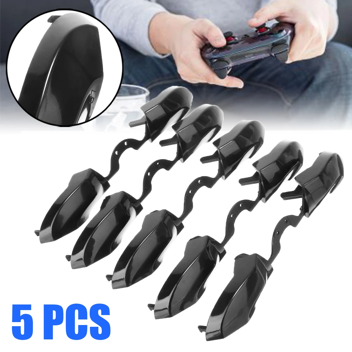 

5Pcs/set Game Handle Bumper LB RB Trigger Button Black Plastic For X-box One Elite Controller Replacement Accessories