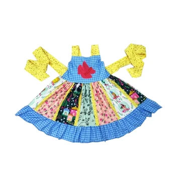 

flower girl summer princess dress kid baby party dress print patchwork twirl panel dress with waistband toddler child clothing