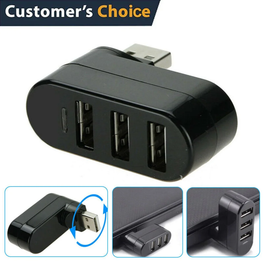 Мини 3 Интерфейс USB Мини Вращающийся разветвитель адаптер концентратор для Mac компьютер Ноутбук