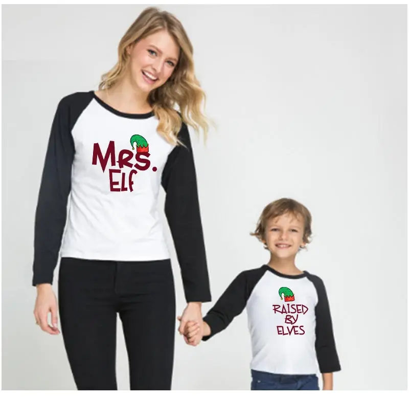 Mr mrs elf elves/Одинаковая одежда для всей семьи с героями мультфильмов на Рождество для папы, мамы, сына, дочки, мамы и меня, Новое поступление комплектов для маленьких детей