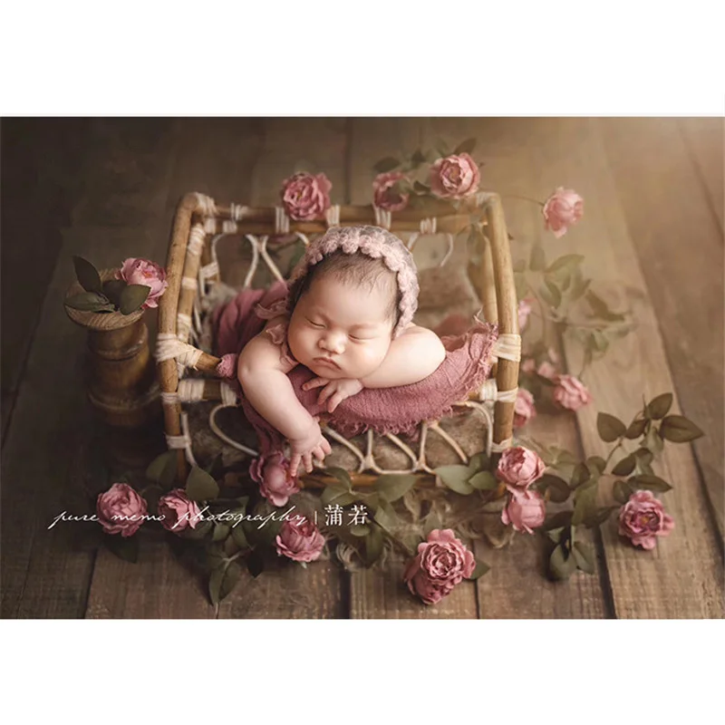  Fotografie Baby Props Vintage Woven Rattan Basket Newborn Photography Props Basket Baby Posing Sofa