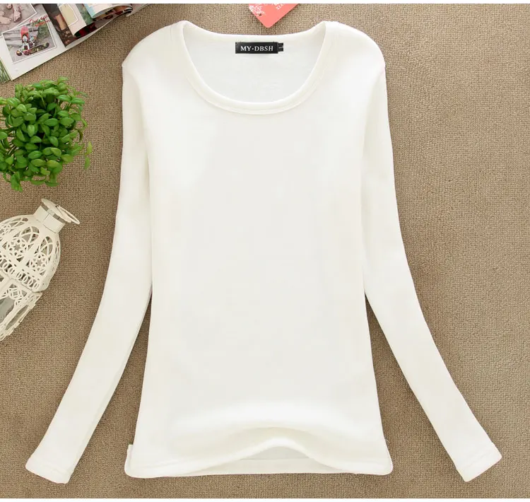 Women Winter Slim Fit T Shirt Lady Thick Thermal T-shirts Warm Veet T Shirts Women's Long Underwear Shirts Size Tops 4XL580_voghion.com