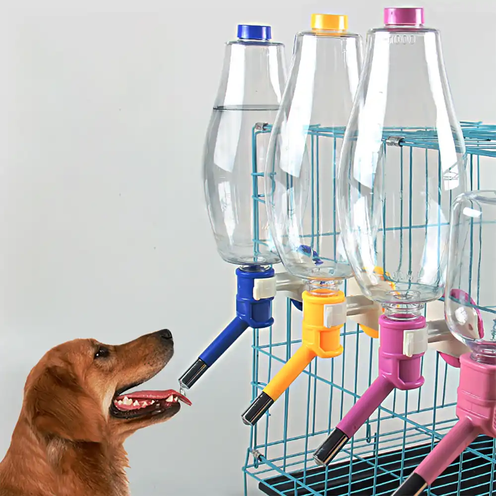 DaMohony Bebedero para Perros Dispensador de Alimentos Ajustable Bebedero para Mascotas Gatos Perros Rosa Roja