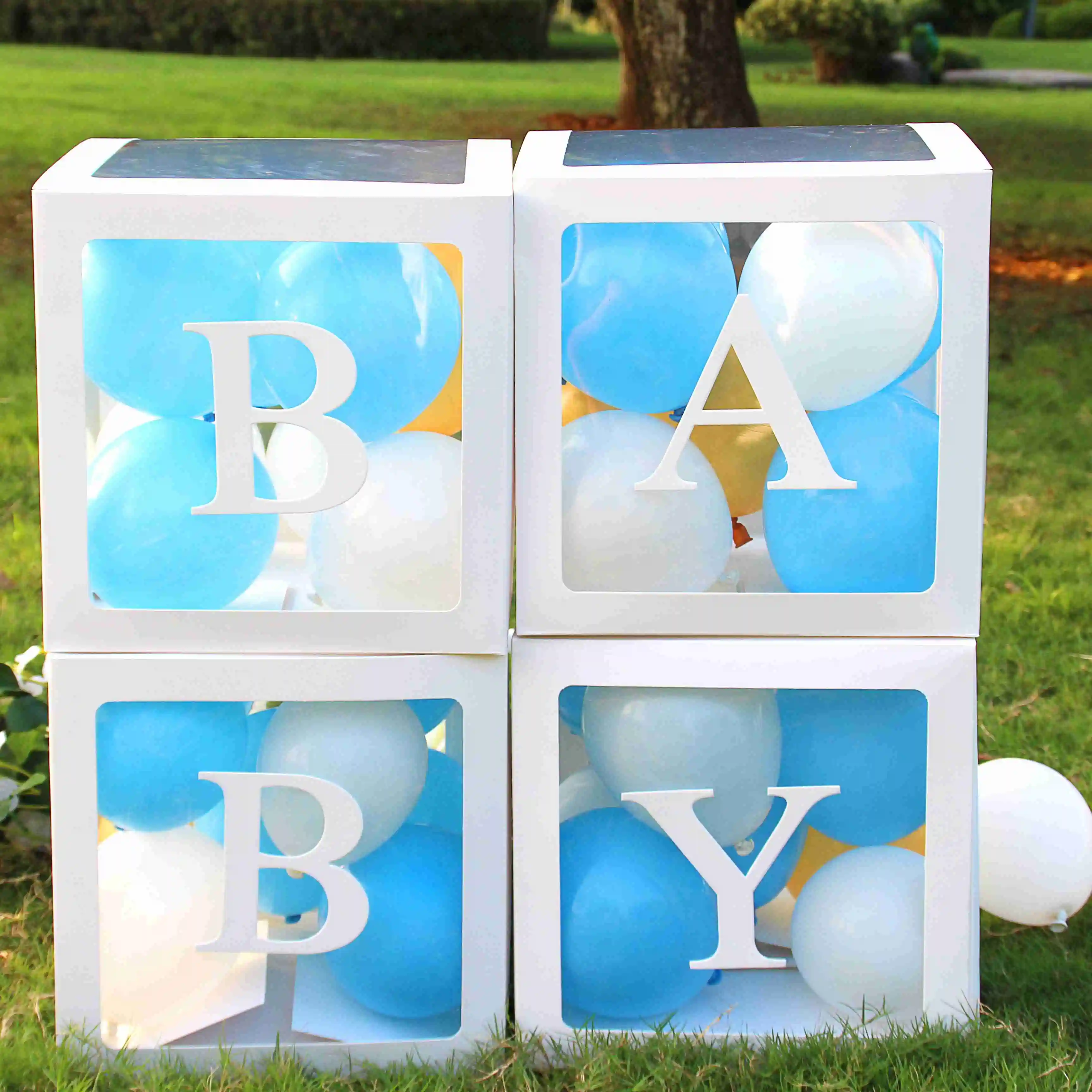 QIFU прозрачная коробка с алфавитом для маленьких мальчиков и девочек, украшения для крещения, вечеринки в честь первого дня рождения, вечерние принадлежности для малышей