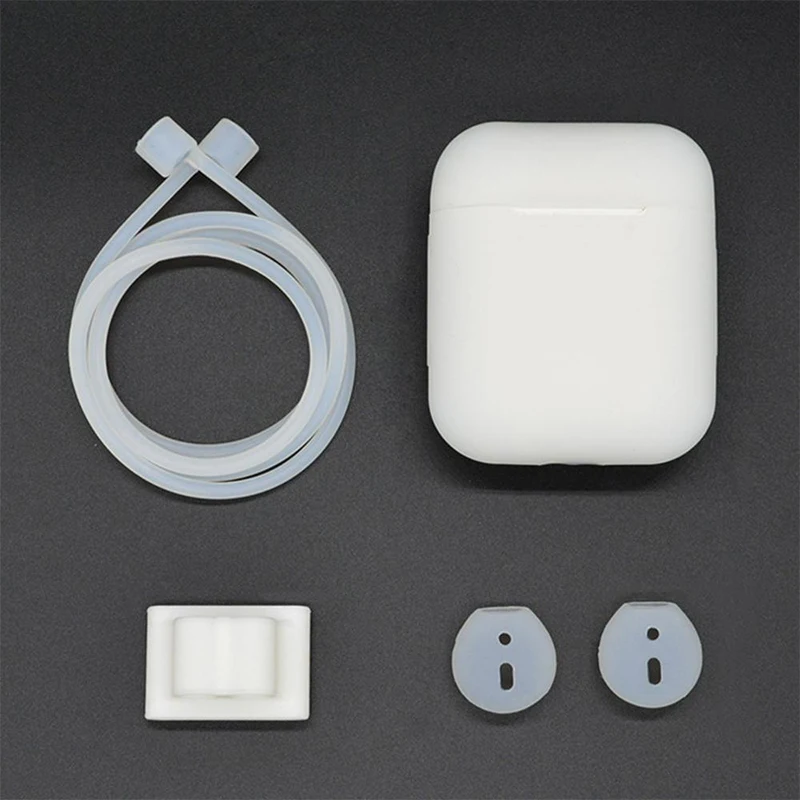4 в 1 комплект аксессуаров для наушников противоударный чехол Airpods силиконовый