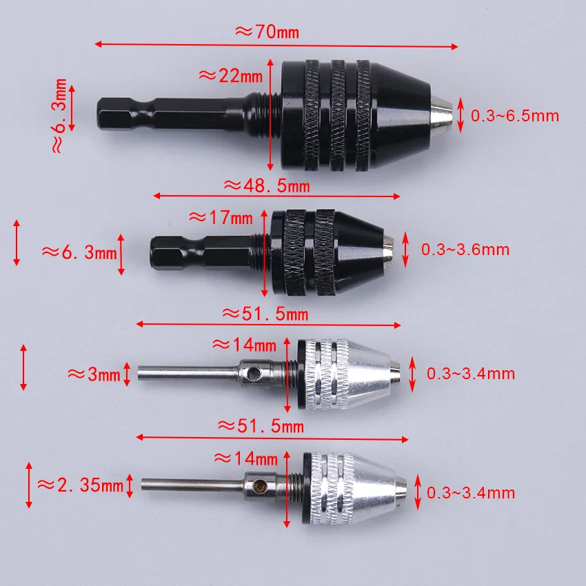 1PC Quick Change Keyless Drill Bit Chuck Hex Shank Adapter Converter Tool Three-Jaw Chuck Electric Grinder Drill Chuck