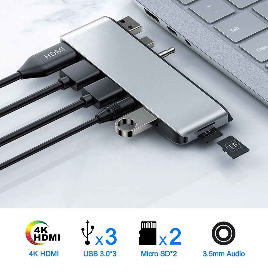 USB C HUB TYPE для Microsoft Surface Laptop 2 адаптер док станция с HDMI 4k PD 3 0 SD TF кардридер|USB-хабы| |
