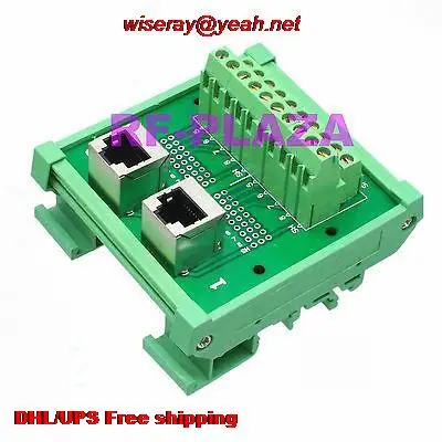 

DHL/EMS 10pcs RJ45 double Ethernet LAN Terminal Block Breakout PCB DIN Rail Mounting Carrier-PCB Connector-A6