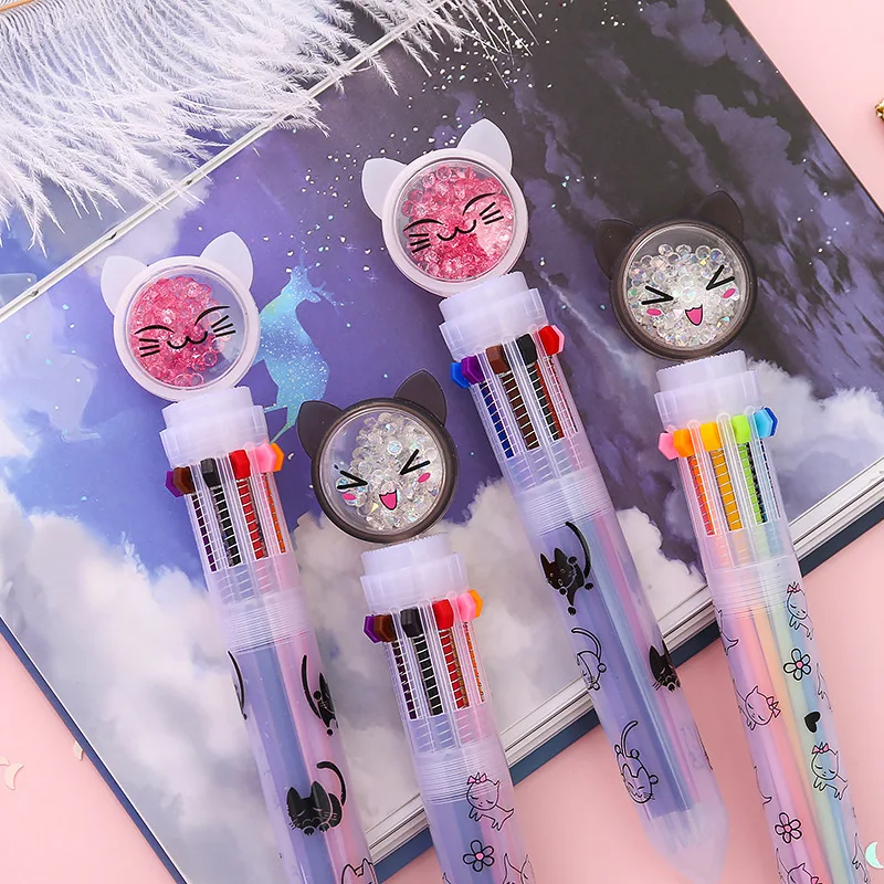1 шт Kawaii ручка шариковая ручка милый кот ручка милые разноцветные ручки креативные шарики карандаш канцелярские принадлежности для школьников, студентов
