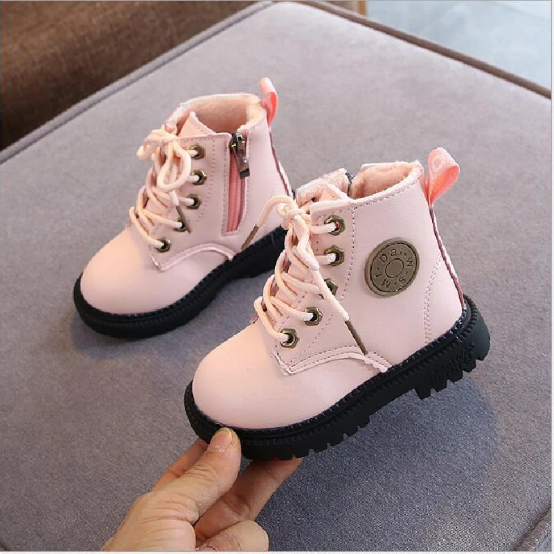 2020 New Girls' shoes Boots for Children Martin Boots for Girls Leather Waterproof Winter Kids Shoes Girls' boots Size 21-30