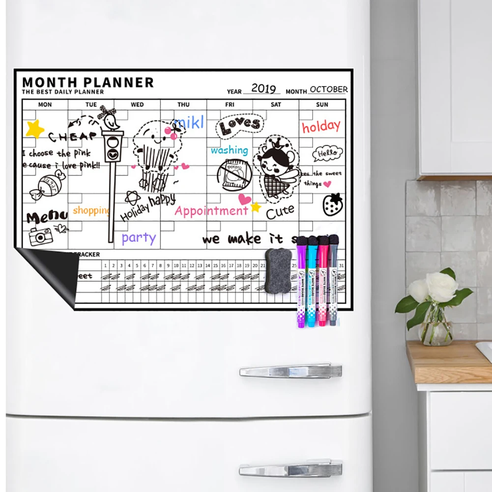 Магнитная стираемая доска для сообщений, ежемесячный недельный планировщик, календарь, наклейка, классная доска, школьная стенка, бизнес-офис, календарь для совещаний