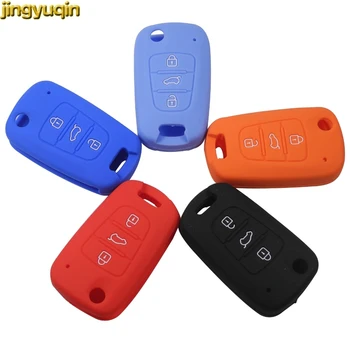 

Jingyuqin 30pcs/lot Silicone Remote Car Key Case Cover Fob For Hyundai i20 i30 i35 iX20 iX35 Solaris Verna Flip Folding Key