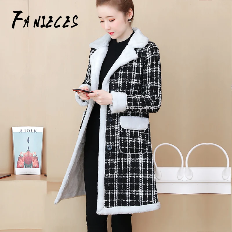 

Women faux wool coat long thick warm coats Oversize jackets autumn winter Casual female clothing abrigo mujer casaco feminino