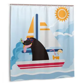 

CHARM HOME Canoeing Gliding Cute Dog Dragonfly Plastic Shower Curtain 66x72 In Customized Bathroom Waterproof Polyester