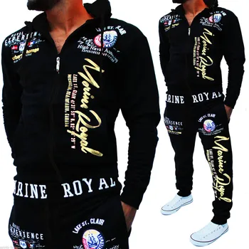 

ZOGAA New 8 Color Men's Fashion Two-piece Suits Casual Sportswear Hooded Sweatshirt and Pants Suit Letter Printed Tracksuits 3xl