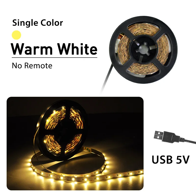 Светодиодная лента 50 см 1 м 2 м 3M 4M 5 м Mini USB DC 5 в 3 ключа 24Key гибкий светильник SMD 2835 Настольный Декор экран ТВ фоновый светильник ing - Испускаемый цвет: Warm White