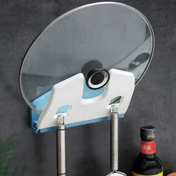 

Self Adhesive Pot Lid Holder Punch-Free Pan Cover Storage Rack Holder Wall Mounted Kitchen Cooking Utensil Tool Organizer