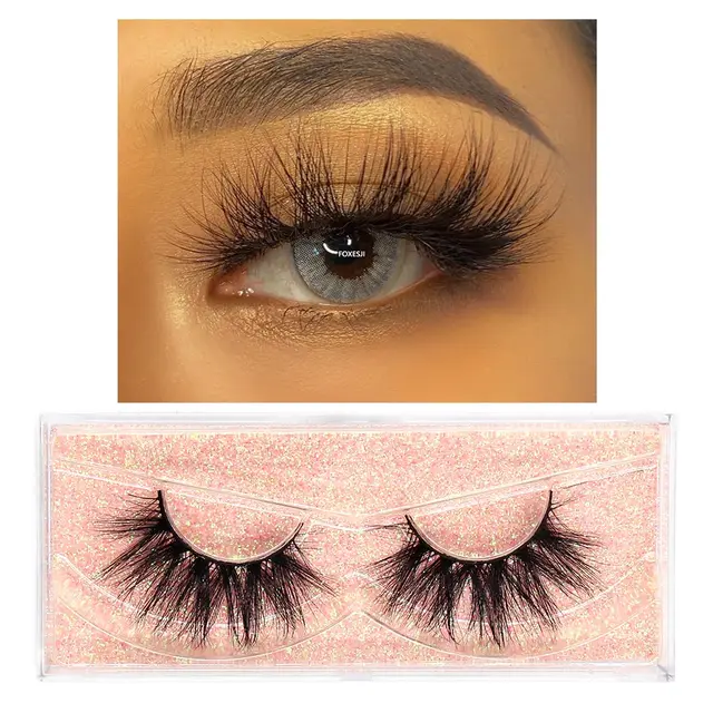FOXESJI Makeup Eyelashes 3D Mink Lashes Fluffy Soft Wispy Natural Cross Eyelash Extension Reusable Lashes Mink False Eyelashes E12