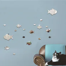 Креативные акриловые зеркальные наклейки на стену с мотивами из мультфильмов рыбка с пузырьками спальня детская декоративная наклейка для комнаты Экологически чистая Ta