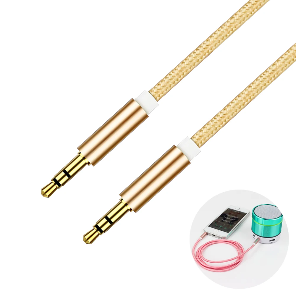 Audio Cble 3.5mm Jack To Jack 1M Male to Male Gold Plated Plug Auxiliary Cord for Xiaomi redmi for Car Headphone MP3 MP4 Speaker