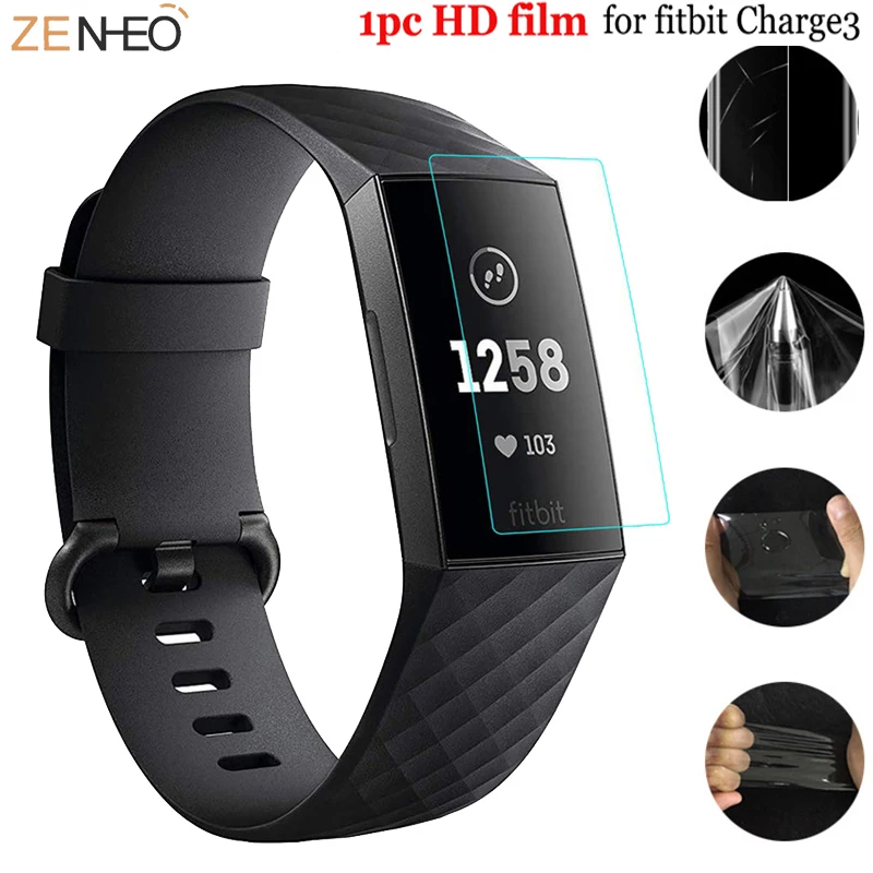 

1PC 9H Anti-scratch Soft TPU full HD Cover Screen Protector Film For Fitbit Charge 3 HD Protector Film Smart watch Accessories