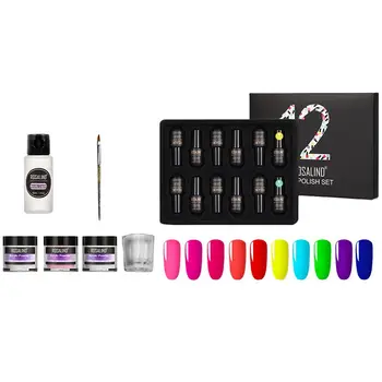 

Rosalind 1 Set Acrylic Powder 3D Nail Art Extention Gel & 12Pcs Nail Polish Semi Permanent Nail Art Manicure Primers