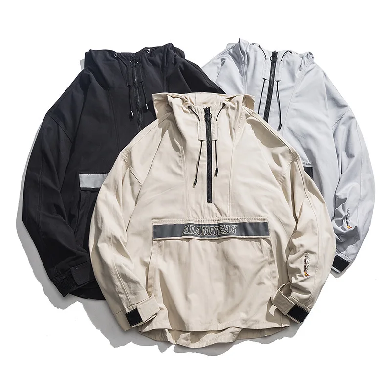 

Vertical Ze Produced 19ss Semi-Zipper Waterproof Charge Jacket Men's Hooded Pullover Coat