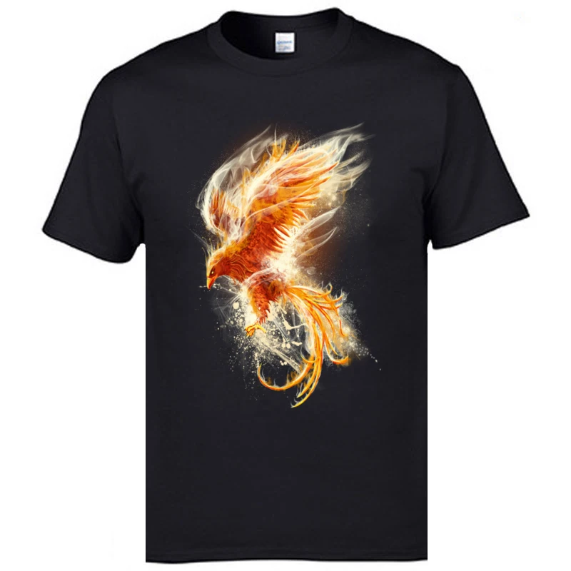 Pheonix_The_fire_Bird_4165 Youth Family Printing T Shirt Crew Neck Summer Fall Pure Cotton Tshirts Design Short Sleeve T-Shirt Pheonix_The_fire_Bird_4165 black