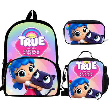 

BULEFLYER Cartoon True And Rainbow Kingdom School bags 3PCS/SET For Teenagers Backpack School Supplies Bookbag Lovely Satchel