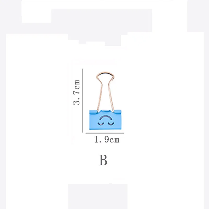 5 шт./лот, металлические скрепки с милым смайликом, цветные скрепки для бумаги, большие и маленькие декоративные зажимы, органайзер для файлов, офисные и школьные принадлежности - Цвет: B 1.9cm X 3.7cm