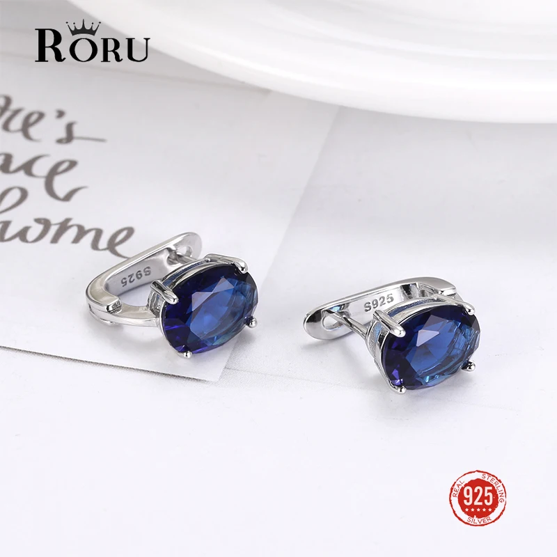Серьги-клипсы женские из серебра 925 пробы с сапфиром и драгоценным камнем |