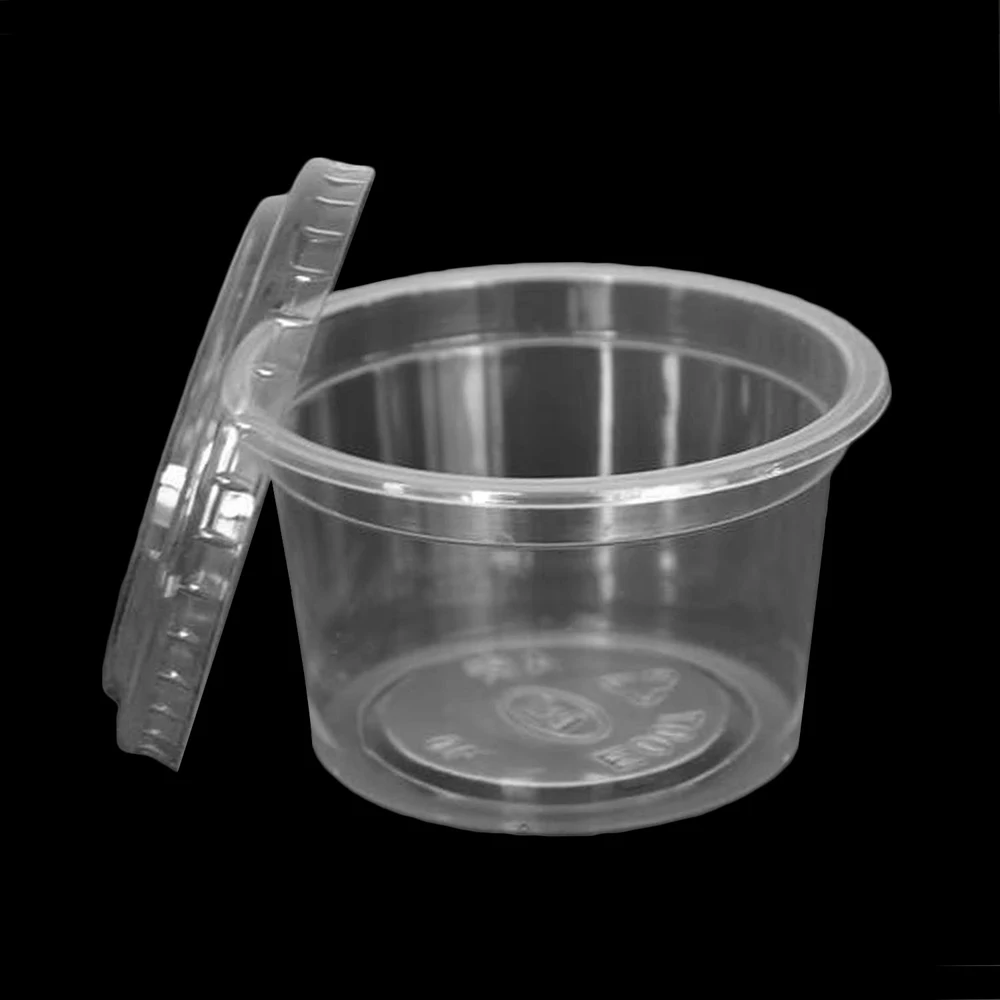 2 oz 60ml Clear Plastic Portion Cups With Lids, Souffle Cups