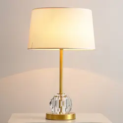 Медный Американский светильник, роскошная хрустальная тканевая настольная лампа для спальни, свадебной комнаты, прикроватная лампа