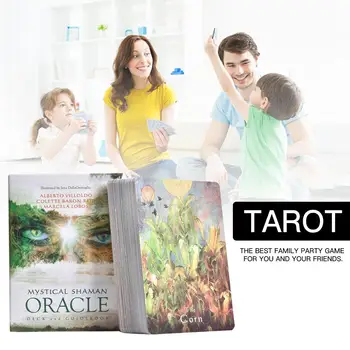 

64Pcs Mystical Shaman Oracle Cards Deck Full English Mysterious Fate Divination Tarot Cards Board Games For Family Party
