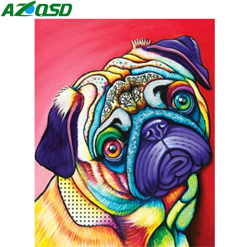 

AZQSD Diamond Painting 5D DIY Animal Handmade Gift Full Square Picture Rhinestones Diamond Embroidery Mosaic Dog Wall Art