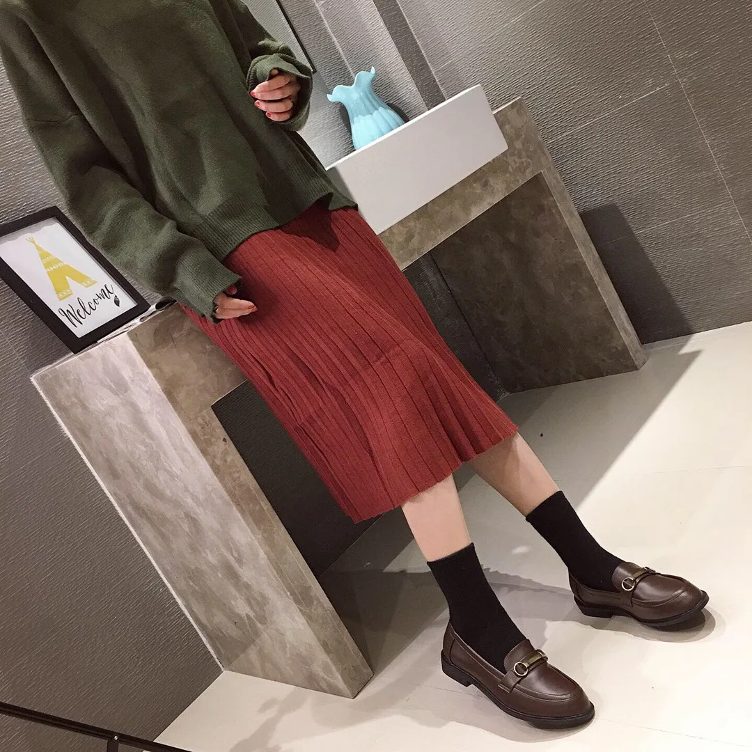 

Belt Buckle Decoration Square Head Loafers Women's British-Style Students Slip-on Chunky-Heel Leather Shoes Women's Versatile 68