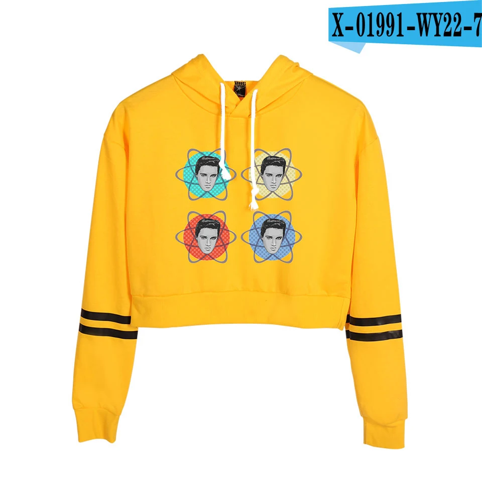 Коллекция года, короткие толстовки с капюшоном Elvis Presley, уличная одежда, топы, весенние толстовки с капюшоном для женщин, Harajuku - Цвет: Темно-зеленый