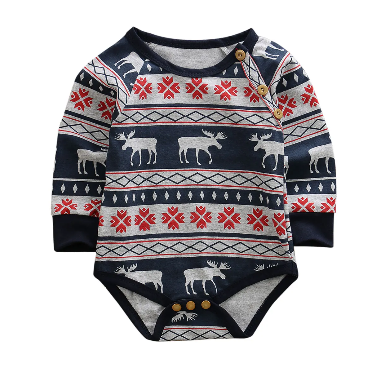 Коллекция года, детская Рождественская одежда Рождественский хлопковый комбинезон для новорожденных мальчиков и девочек, Рождественский комбинезон с рисунком оленя, одежда для детей возрастом от 0 до 18 месяцев - Цвет: Bodysuit Blue