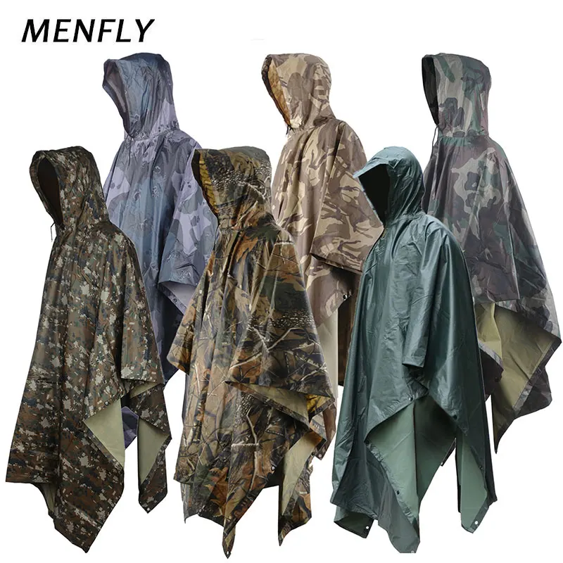 

MENFLY PVC Maple Leaf Camouflage Jungle Adventure Poncho Raincoat Outdoor Sports Army Fan Camouflage Rain Coats Fishing Jacket