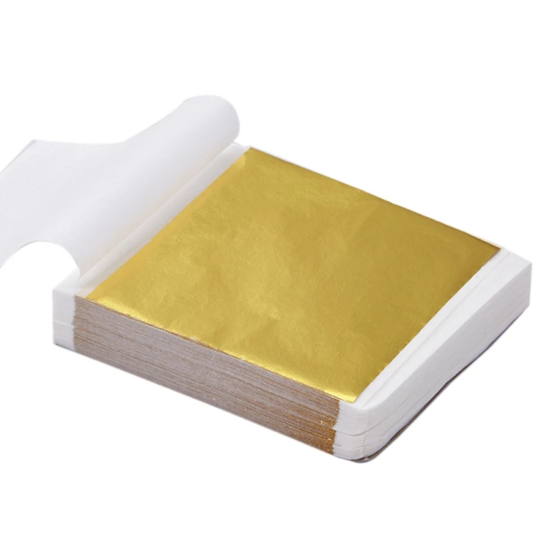 50PCS 9x9cm Practical K Pure Shiny Gold Leaf for Gilding Funiture Lines Wall Crafts Handicrafts Decoration | Дом и сад