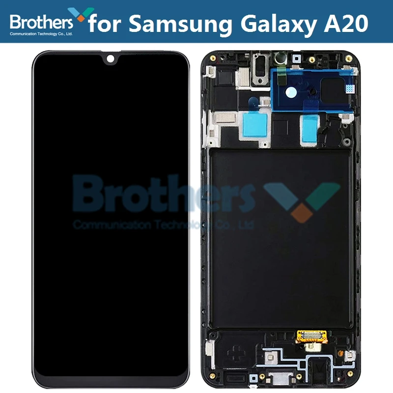 AMOLED ЖК-экран для samsung Galaxy A20 A205 ЖК-дисплей для samsung A205F/SD SM-A205FN/SD ЖК-сборка сенсорный экран дигитайзер - Цвет: Black with Frame